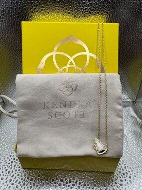 Kendra Scott Gold Necklace with Cream Stone Pendant